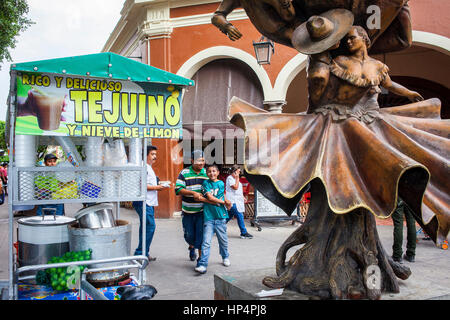 Street scene in Hidalgo park (main square), Tlaquepaque, Guadalajara, Jalisco, Mexico Stock Photo