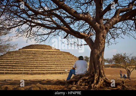 Circular stepped pyramid, Guachimontones archaeological site , near Teuchitlan, Jalisco, Mexico Stock Photo