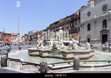 The Fontana del Nettuno, Piazza Navona, Rome, Lazio, Italy Stock Photo