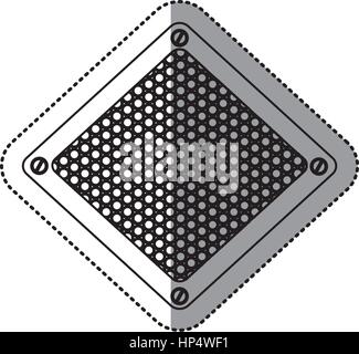 sticker silhouette diamond metallic frame with grill perforated Stock Vector