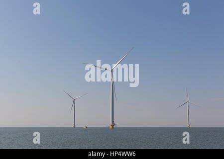 Windturbines  in the water producing alternative energy Stock Photo