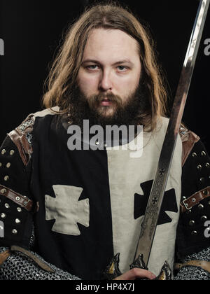 Medieval Knight in armor Stock Photo