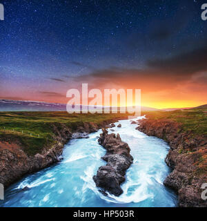 Fantastic views of the landscape. Starry sky Stock Photo