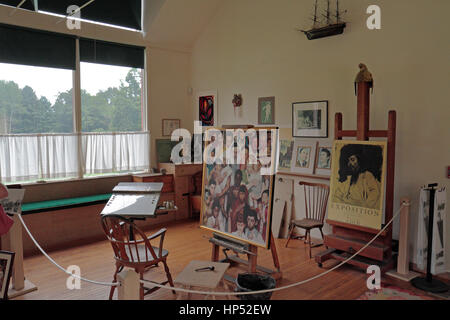 Inside Norman Rockwell's Studio within the grounds of the Norman Rockwell Museum, Stockbridge, MA, United States. Stock Photo