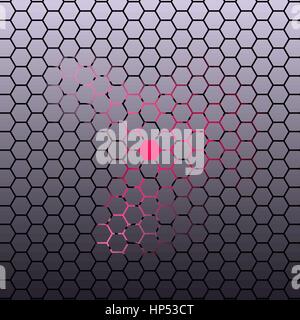 Abstract Hexagonal tile dark background with pink neon light. Vector background for web, applications, business. Stock Vector