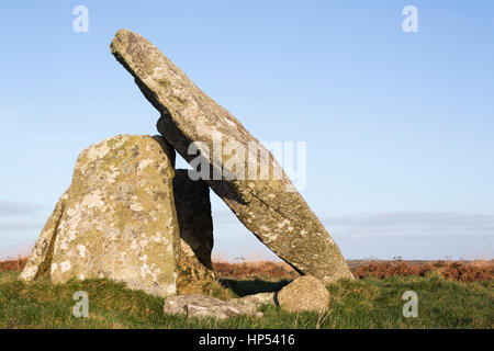 Mulfra Quoit standing stones, Neolithic dolmen, Cornwall, England, UK Stock Photo