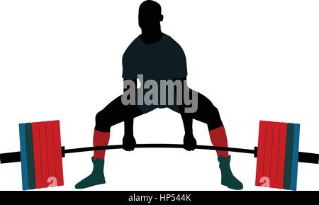 powerlifter exercise barbell deadlift in powerlifting competitions Stock Vector