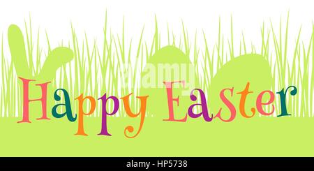 Happy easter card with eggs and rabbit ears. Typographical Background With funny bunny. Floral ornament. For greeting cards, template, poster, banner Stock Vector