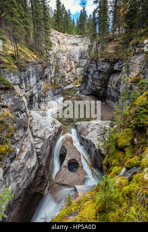 Owl Face Falls of Maligne Canyon in Jasper National Park, Alberta, Canada. Stock Photo