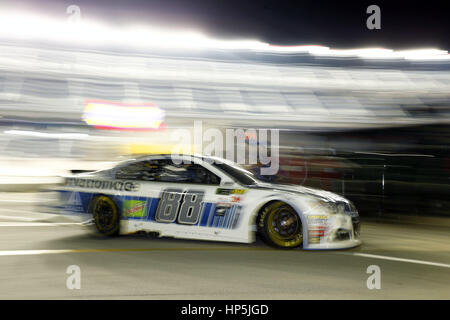 Daytona Beach, Florida, USA. 17th Feb, 2017. February 17, 2017 - Daytona Beach, Florida, USA: Dale Earnhardt Jr. (88) speeds out of the garage during night practice for the Advance Auto Parts Clash at Daytona at Daytona International Speedway in Daytona Beach, Florida. Credit: Justin R. Noe Asp Inc/ASP/ZUMA Wire/Alamy Live News Stock Photo