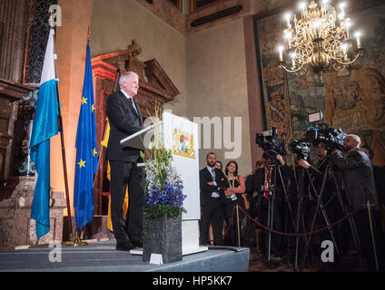 Munich, Germany. 18th Feb, 2017. The premier of Bavaria Horst Seehofer (CSU) gives a talk at the Munich Security Conference in Munich, Germany, 18 February 2017. The two-day conference began on the 17.02.17 and will conclude on the 19.02.17. Photo: Matthias Balk/dpa/Alamy Live News Stock Photo