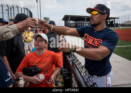 August 10, 2018: Houston Astros left fielder Tony Kemp (18) signs baseballs  for fans prior to a Major League Baseball game between the Houston Astros  and the Seattle Mariners on 1970s night