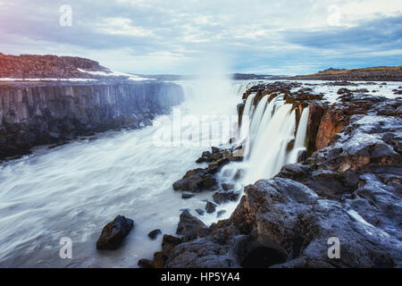 Fantastic views of Selfoss waterfall in the national park Vatnaj Stock Photo