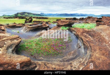 Texture of rocks melted by volcanic magma Stock Photo
