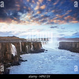 Fantastic views of Selfoss waterfall in the national park Vatnaj Stock Photo