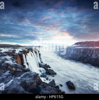 Fantastic views of Selfoss waterfall in the national park Vatnaj Stock Photo