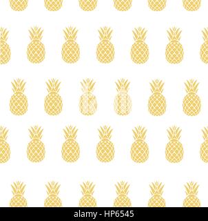 vector illustration of seamless golden pineapple background Stock Vector