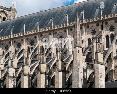 Bourges Cathedral - Flying Buttresses Stock Photo