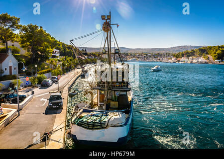 Scenic view at town Milna, Island Brac, Croatia. Stock Photo