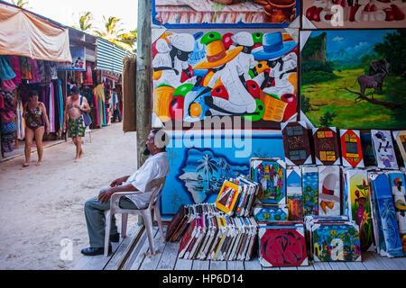 Market in Bavano or Bibijagua beach, Punta Cana, Dominican Republic Stock Photo