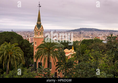 View of Barcelona, Spain from Park Guell Stock Photo