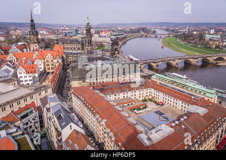 Aerial view of Old Town in Dresden, Saxony, Germany Stock Photo