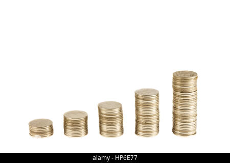 Thai coin stack on isolated background . financial concept . Stock Photo