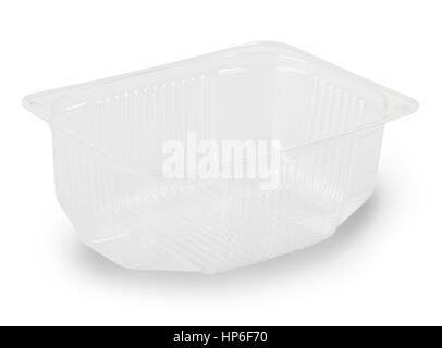 transparent empty disposable plastic container isolated on white with clipping path Stock Photo
