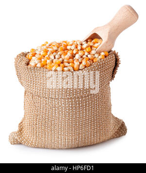 Textileburlap Sack Corn Isolated On White Stock Photo 496193659