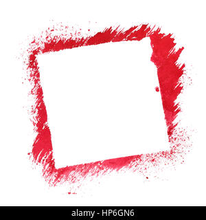 Red square stenciled frame isolated on the white background Stock Photo