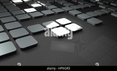 3d metal and carbon squares background, 3d illustration Stock Photo