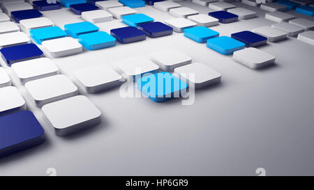 3d blue and white squares background, 3d illustration Stock Photo