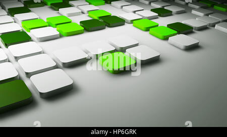 3d green and white squares background, 3d illustration Stock Photo