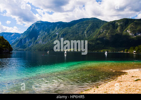 Panorama on the Lake of Predil (Tarvisio - Italy) Stock Photo