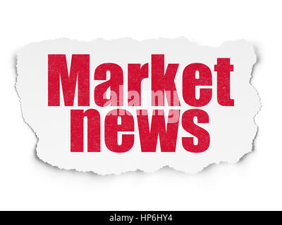 News concept: Painted red text Market News on Torn Paper background with  Tag Cloud Stock Photo