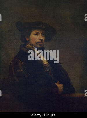 This self portrait by the Dutch artist Rembrandt (1606-1669) was painted in 1640. It shows the arrtist's grip of character and his power of suggesting the personality of his subject. Rembrandt is numbered among the six great masters of the world. Stock Photo