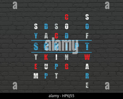 Programming concept: Painted blue word Script in solving Crossword Puzzle Stock Photo