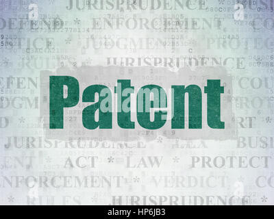 Law concept: Painted green text Patent on Digital Data Paper background with   Tag Cloud Stock Photo