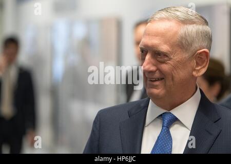 U.S. Secretary of Defense James Mattis attends his swearing-in ceremony at the Pentagon January 27, 2017 in Washington, DC. Stock Photo