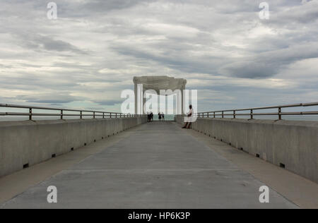 Front view of the platform above Napier’s new stormwater outfall on Marine Parade. Stock Photo