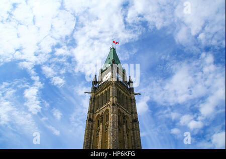 Peace Tower (officially: the Tower of Victory and Peace) of Parliament Buildings in Ottawa Stock Photo