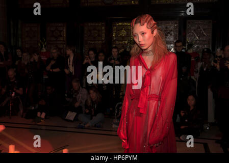 London, UK. 19th Feb, 2017. Haluminous' presentation of AW17 collection at Fashion Scout. Haluminous is a Sydney (AUS) bades womenswear and accessories brand, founded in 2016 by designer Hannah Kim Credit: Alberto Pezzali/Pacific Press/Alamy Live News Stock Photo