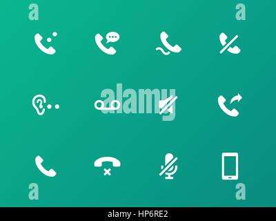 Call icons on green background. Stock Vector