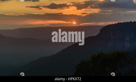 Blue Mountains landscape at Sunset Stock Photo
