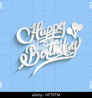Happy Birthday Hand Lettering Greeting Card.  Vector Background. Invitation Card. Handmade Calligraphy. 3d Text with Shadow Stock Vector