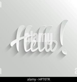 Hello Hand lettering Greeting Card. Invitation Vector Background. Handmade calligraphy. Easy paste to any background Stock Vector