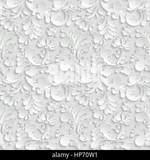 Abstract Floral 3d Background, Vector Seamless Pattern. Trendy Design Template for Christmas and Invitation Cards Stock Vector