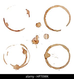 Vector Coffee Stain Rings Set Isolated On White Background for Grunge Design Stock Vector