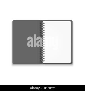 Vector Realistic Blank Open Notebook Isolated on White Background. Spiral Notepad, Mock Up Stock Vector