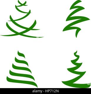 Stylized Christmas Tree - Vector Set of Creative Isolated Design Elements Stock Vector